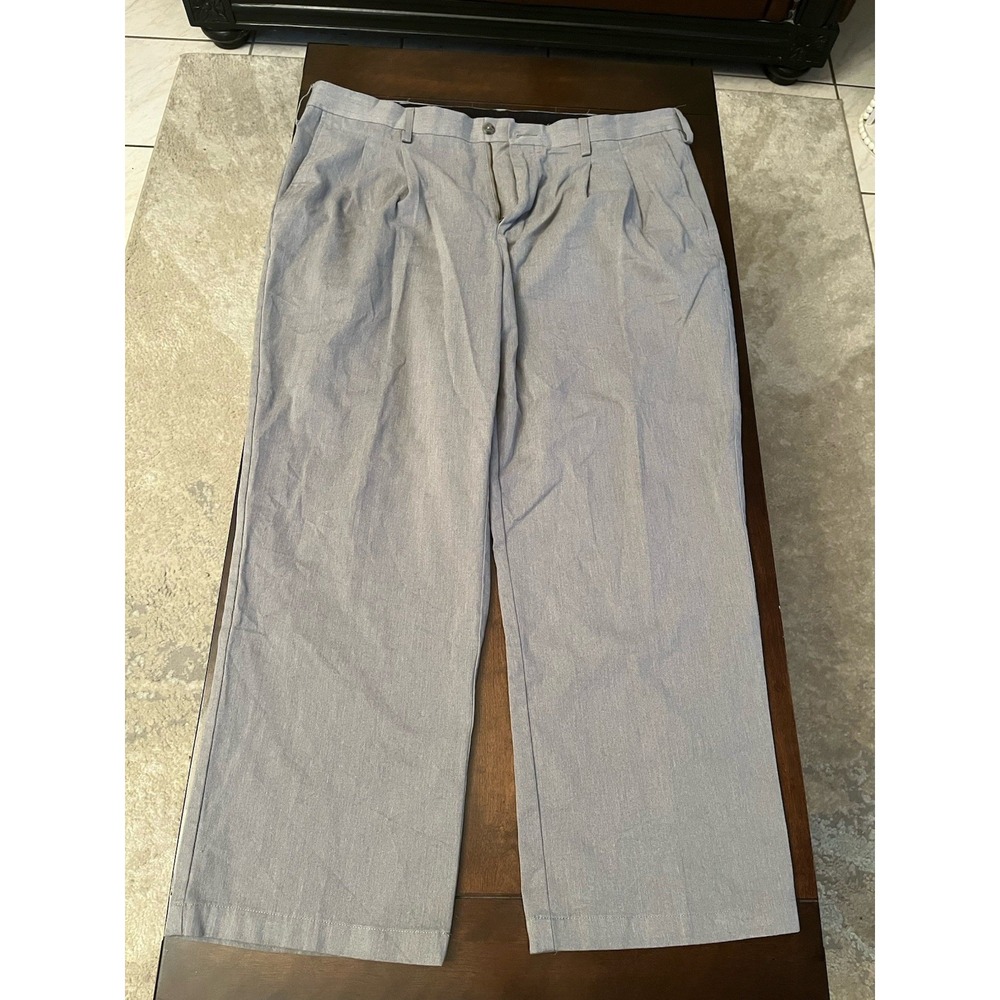 Croft Barrow Pants Mens 40x30* Gray Classic Straight Wrinkle Resist Flat Front